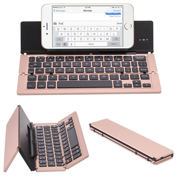 Folding Bluetooth Keyboard Portable Travel Foldable Keyboard for iPhone Xs max/iPad/iPad Mini 4, Samsung Android Tablet